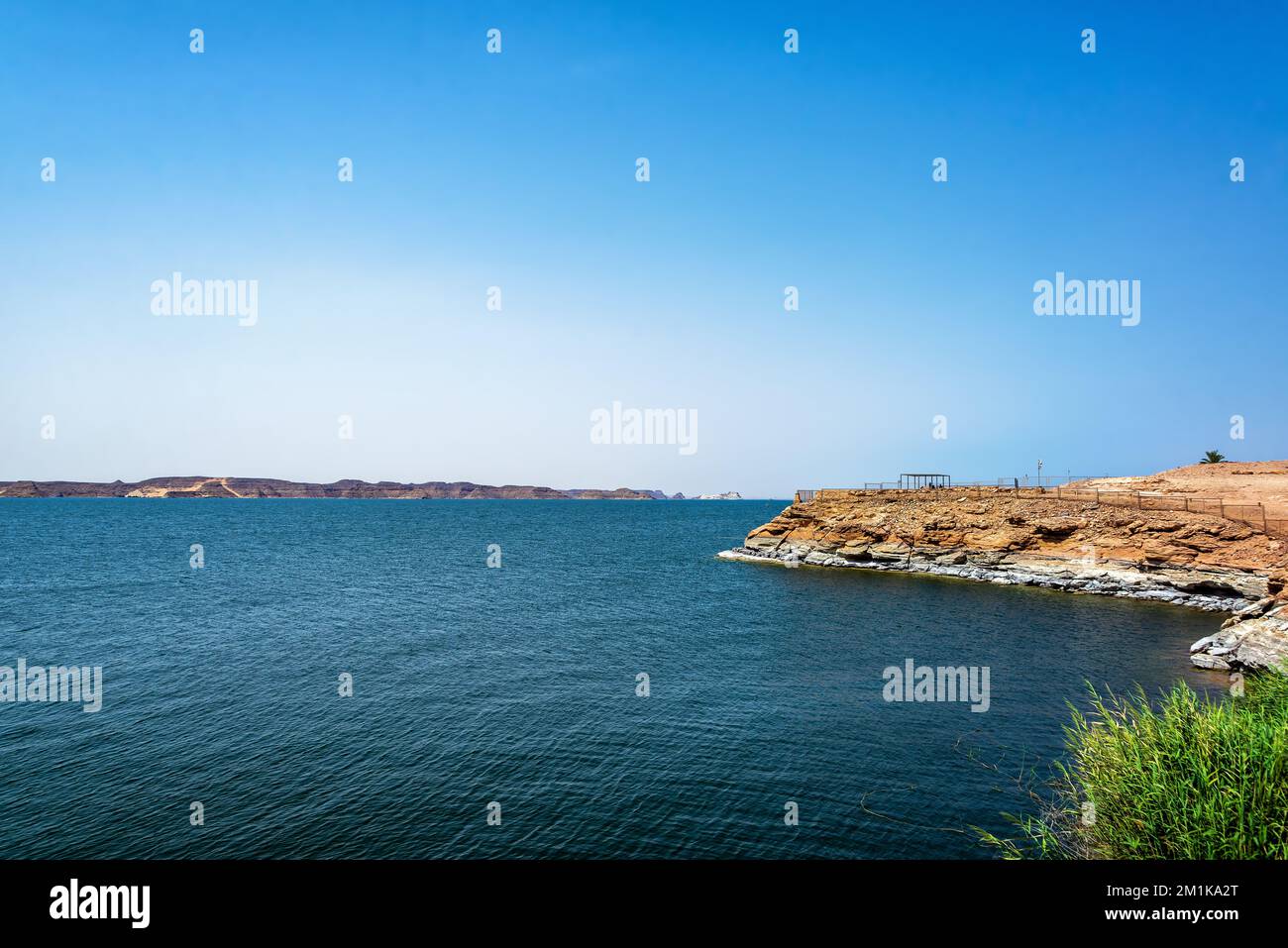 View of Lake Nasser at Abu Simbel, Egypt Stock Photo
