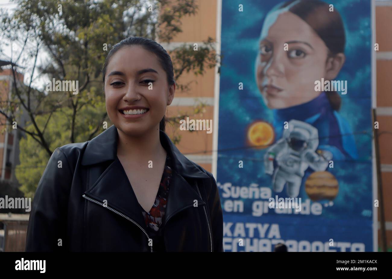 Mexico City, Mexico. 12th Dec, 2022. Katya Echazarreta, the first Mexican woman to travel to space in June 2022 on the Blue Origin NS-21 mission aboard NASA's New Shepard spacecraft, during the unveiling of a mural in her honour located on the facade of a building in front of the Utopia Barco in Iztapalapa, Mexico City. (Photo by Gerardo Vieyra/NurPhoto)0 Credit: NurPhoto/Alamy Live News Stock Photo