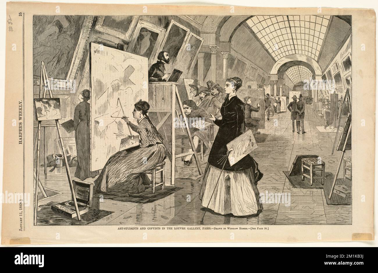 Art-students and copyists in the Louvre gallery, Paris , Students ...