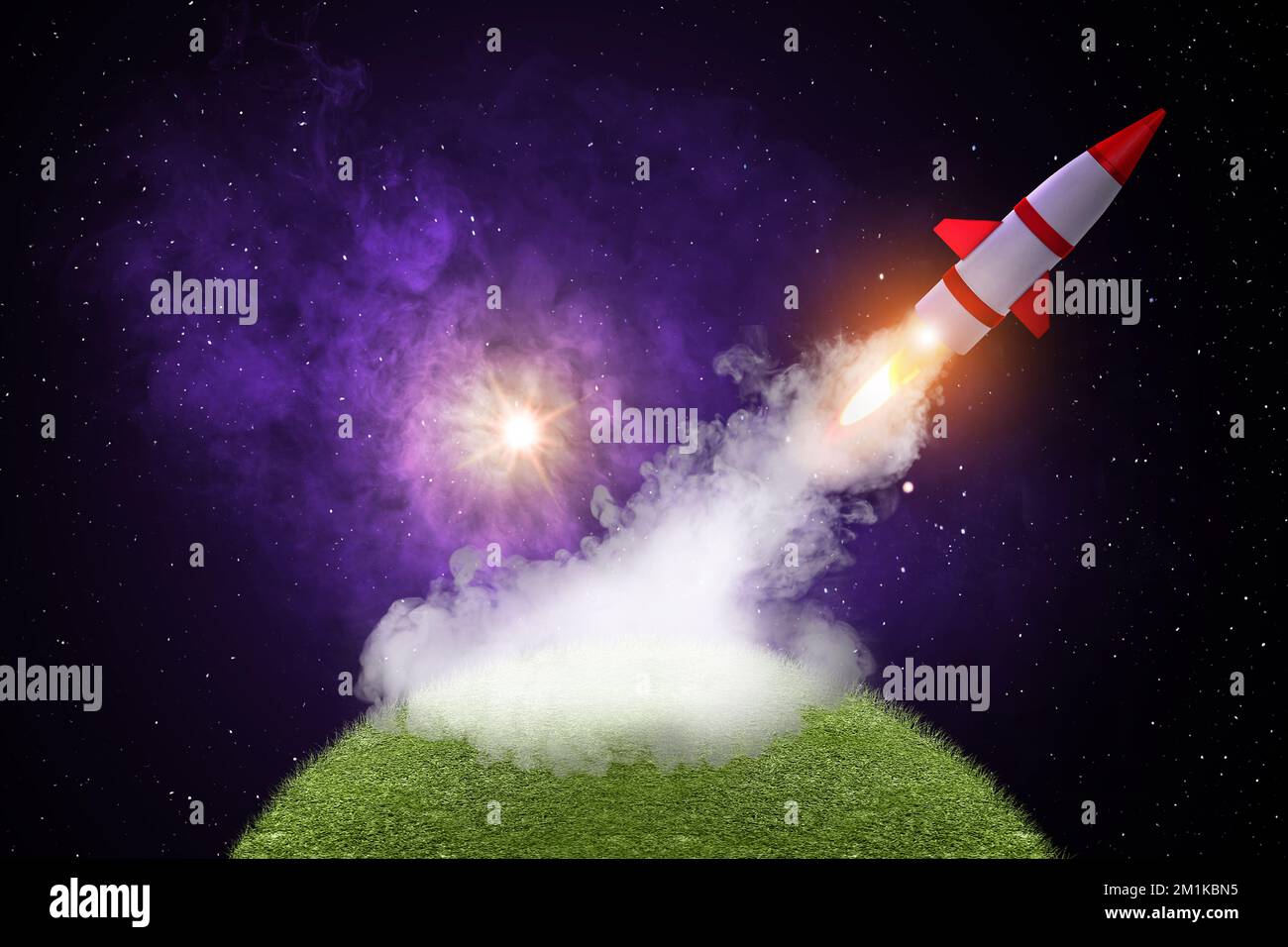 Flying rockets in space. National Science Day Stock Photo Alamy