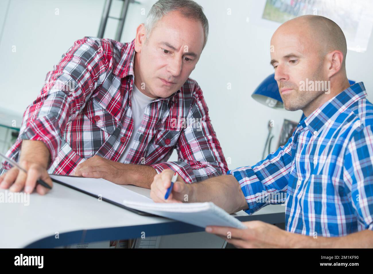 the workers in warehouse office Stock Photo