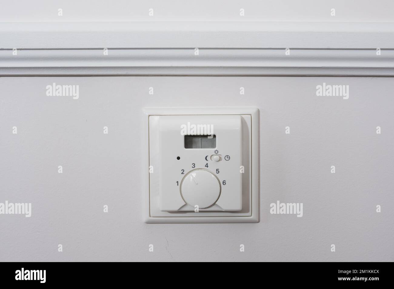 White light switch, turn on or turn off the lights. Regulator of electric switch of candle-power Stock Photo