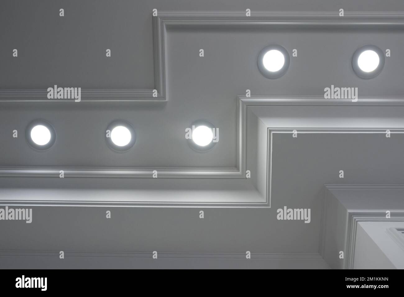 Details of the corner ceiling, with ceiling lights Stock Photo Alamy