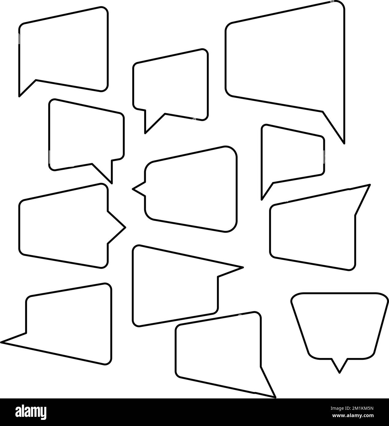 Group of speech bubbles with outline in eps vector for any design Stock ...