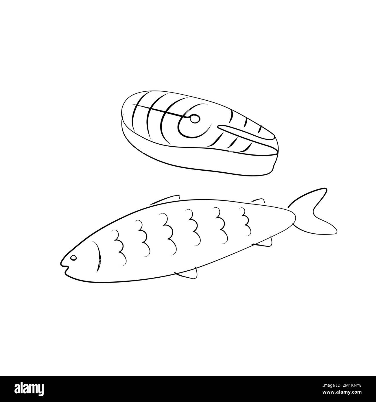 Salmon steak icon. Fish sign. Vector cartoon hand drawn illustration Stock Vector