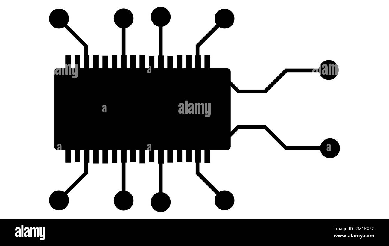 Silhouette of simple schematic chip or component for microcircuits