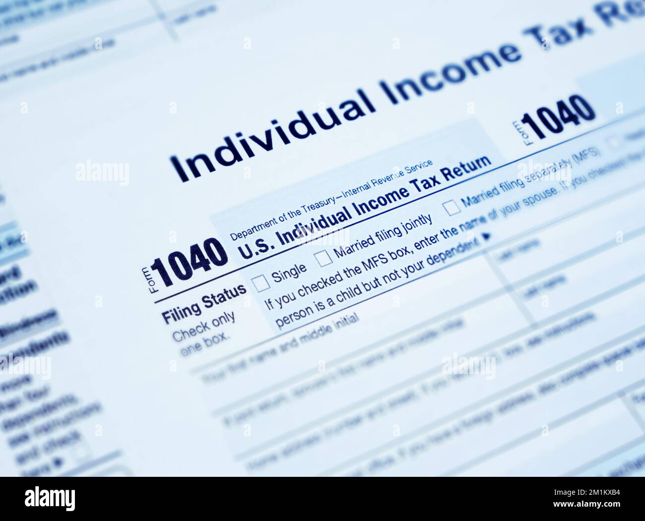 Tax time and tax forms 1040. U.S Individual Tax Return Stock Photo Alamy