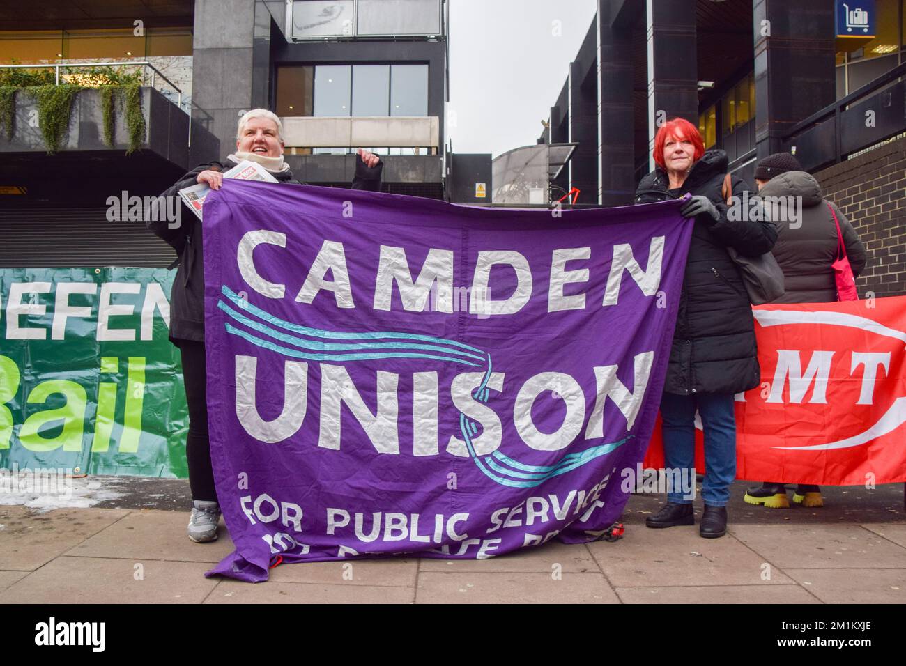 London, UK. 13th December 2022. UNISON members at the RMT picket line