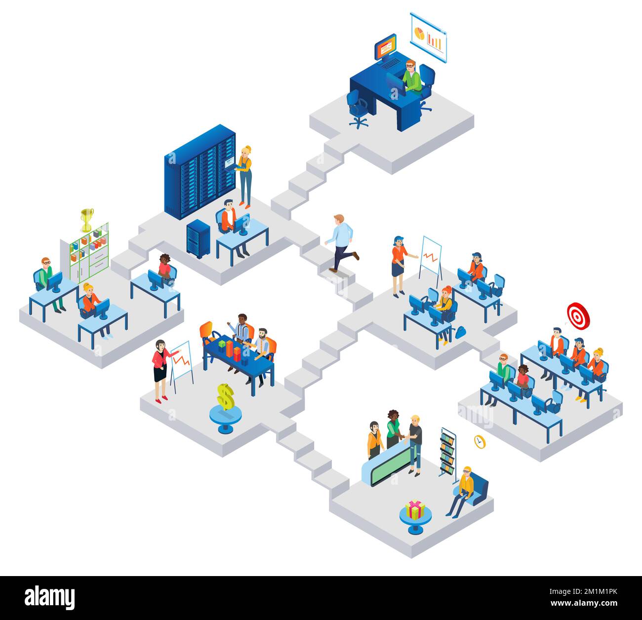Business office plan isometric 3d building vector Stock Vector