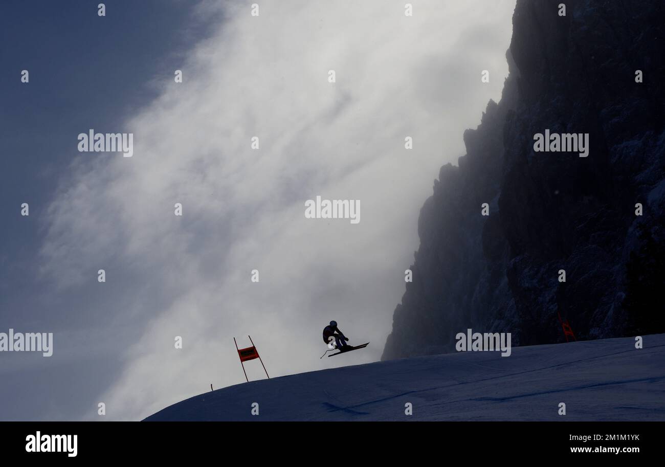 Alpine Skiing - FIS Alpine Ski World Cup - Men's Downhill Training - Val Gardena, Italy - December 13, 2022 Switzerland's Lars Roesti in action during training REUTERS/Leonhard Foeger Stock Photo