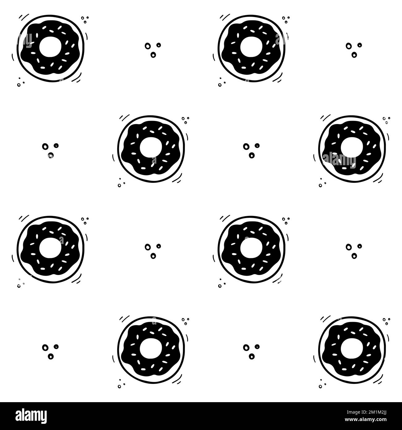 Doughnut seamless pattern. Hand drawn Sketch of doughnut. Fast food ...