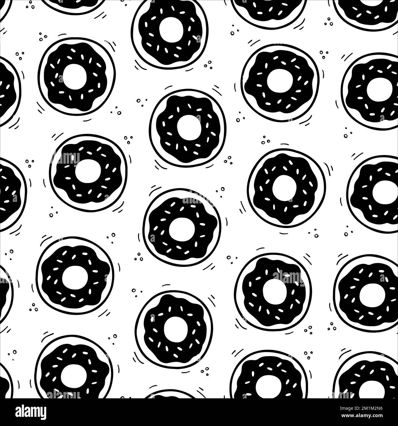Donut seamless pattern. Hand drawn Sketch of doughnut. Fast food ...