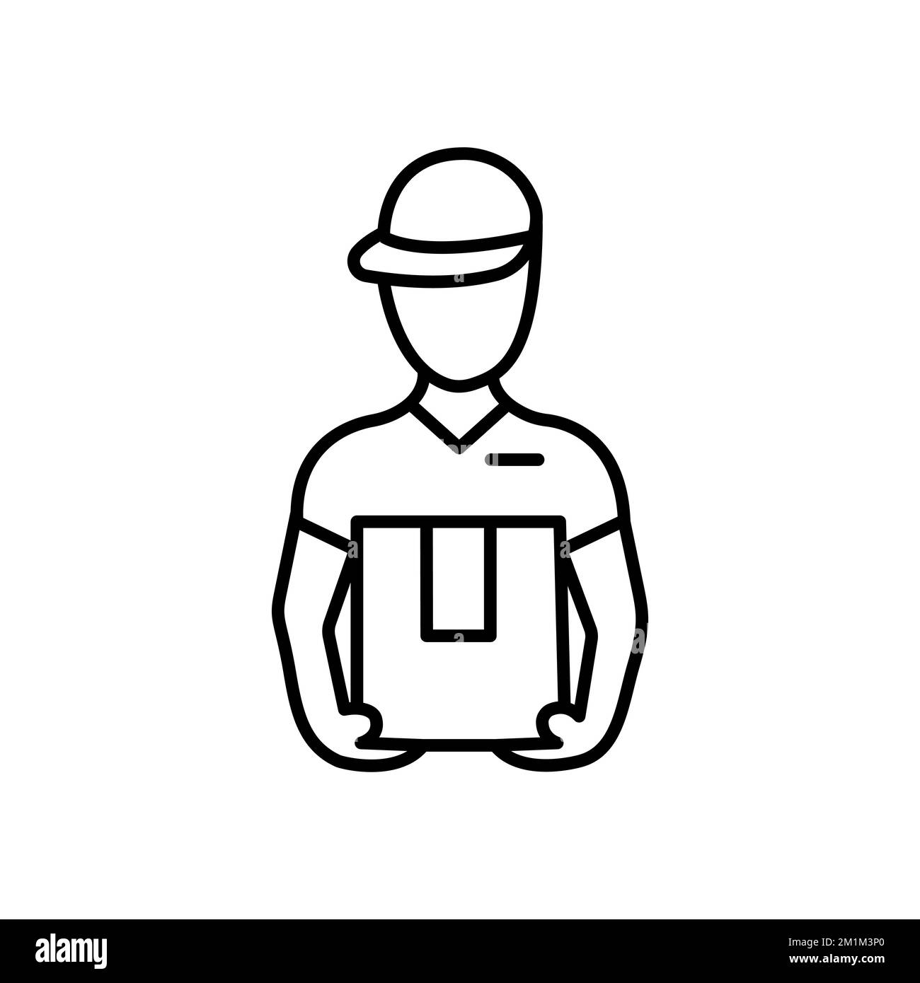 Delivery Man Holding Cardboard Box Vector Line Icon Stock Vector Image delivery-man-holding-cardboard-box-vector-line-icon-stock-vector-image