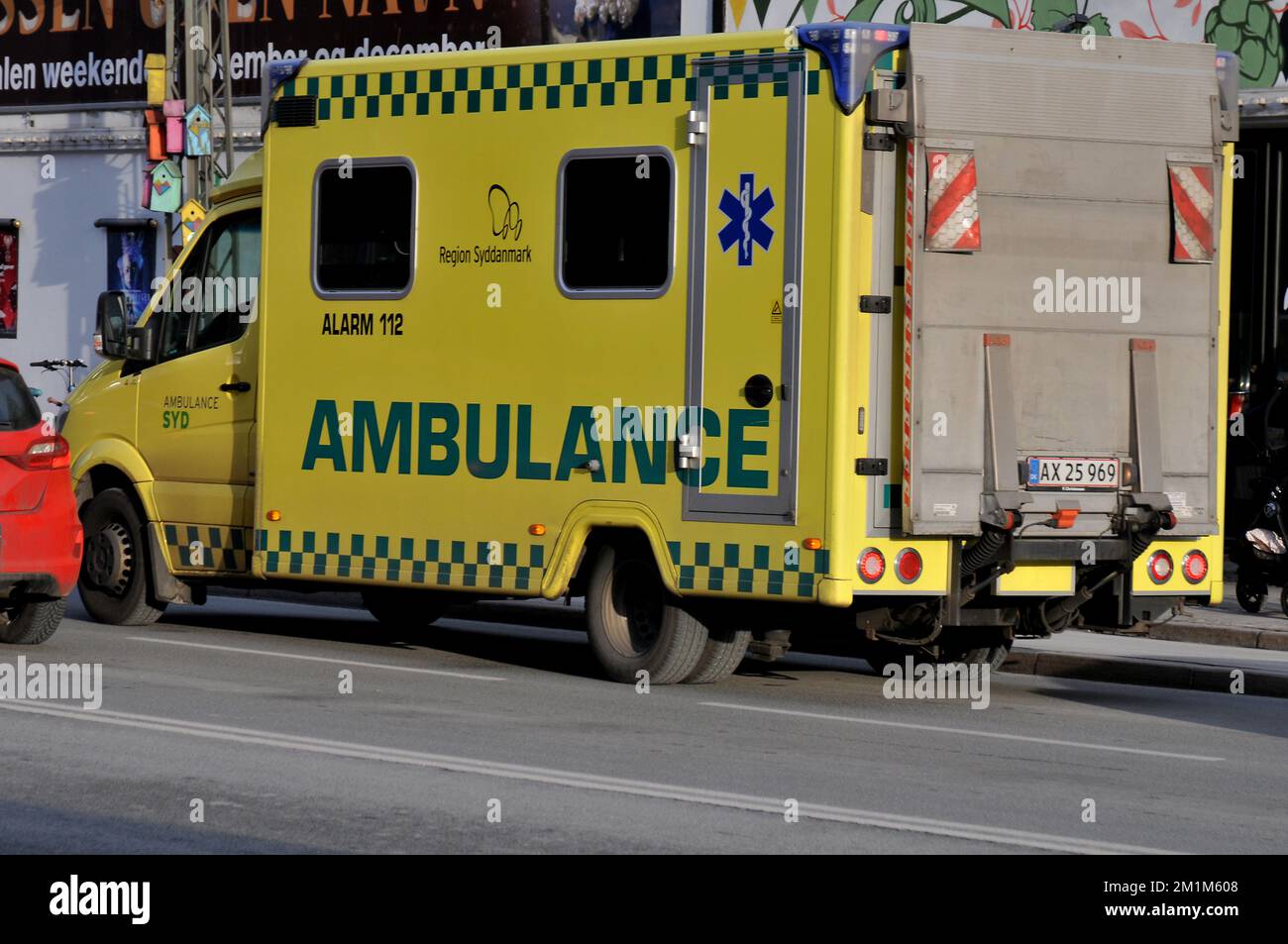 Copenhagen/Denmark/13 December 2022/Medical ambulance van in danish capital Copenhagen Denmark.   (Photo. Francis  Dean/Dean Pictures) Stock Photo