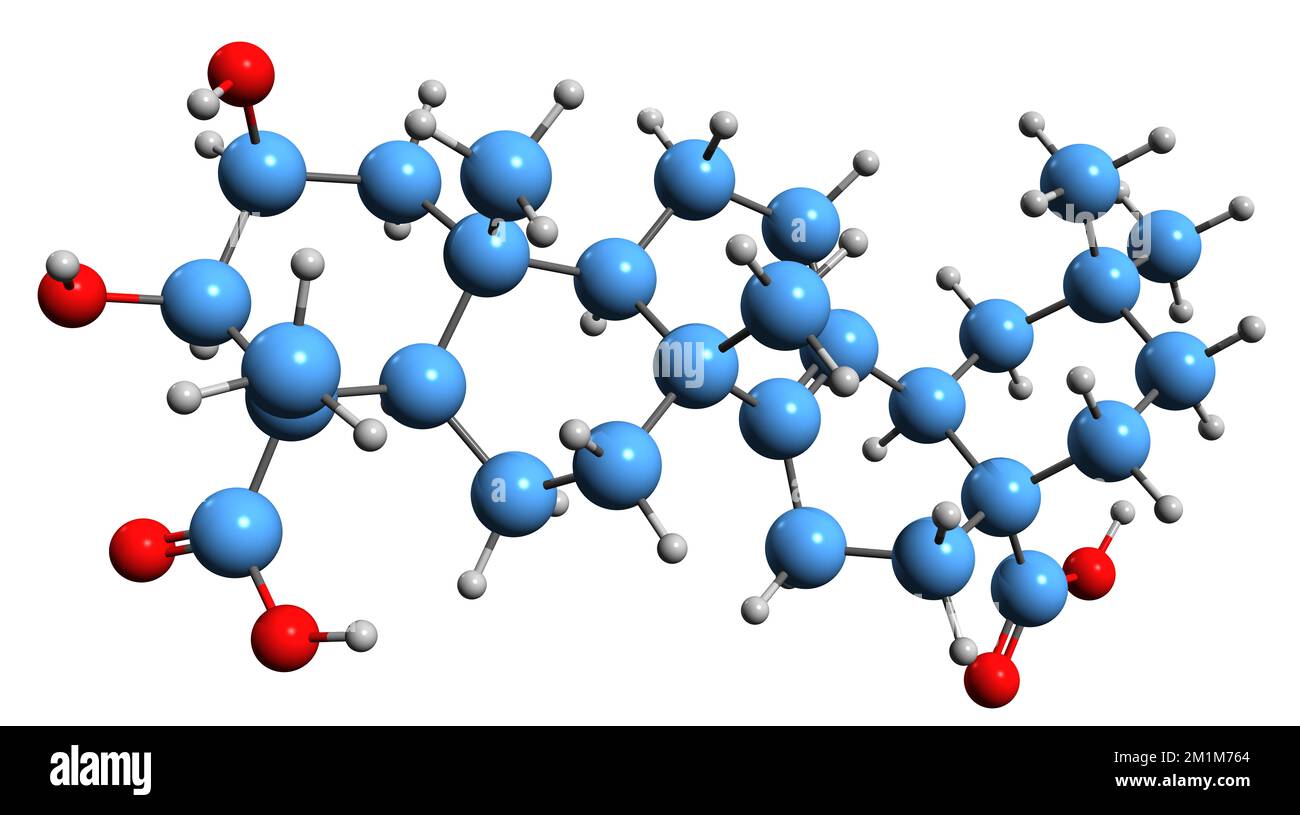 3D image of Polygalic acid skeletal formula - molecular chemical structure of Senegenic acid isolated on white background Stock Photo