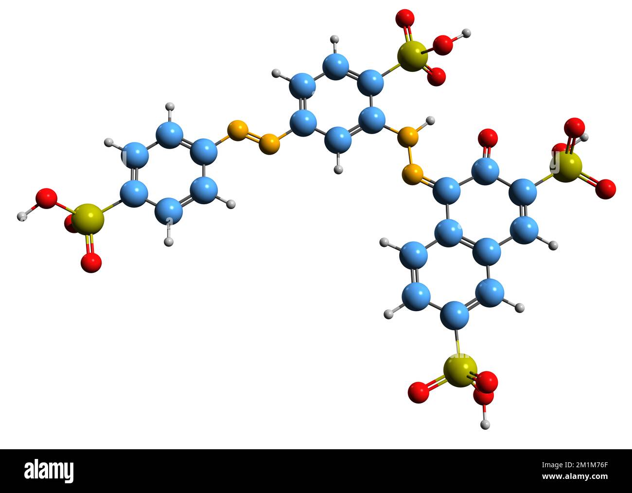 3D image of Ponceau S skeletal formula - molecular chemical structure of Acid red 112 isolated on white background Stock Photo