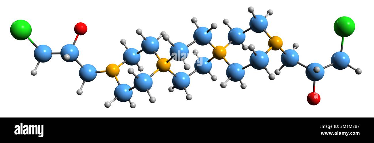 3D image of Prospidium chloride skeletal formula - molecular chemical structure of prospidine isolated on white background Stock Photo