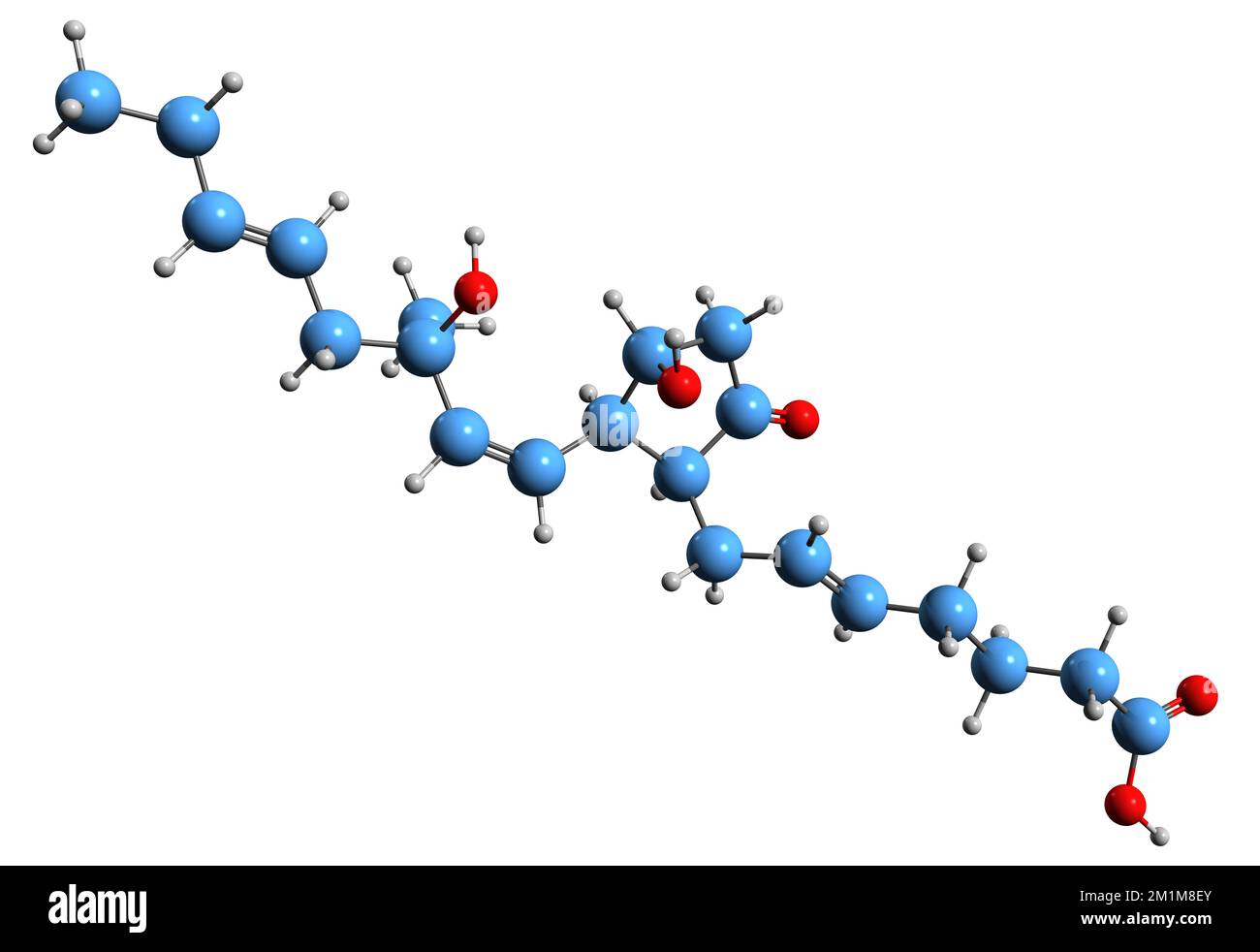 3D image of Prostaglandin E3 skeletal formula - molecular chemical structure of  eicosanoid isolated on white background Stock Photo