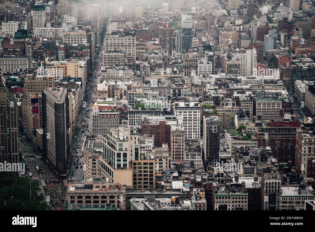 A misty day in Midtown, Flatiron on the left. Stock Photo