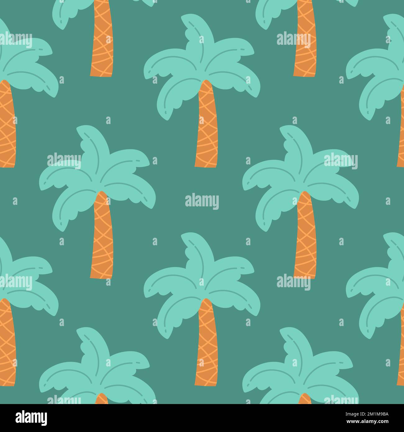 Vector illustration of a hand drawn palm trees. Seamless vector pattern ...