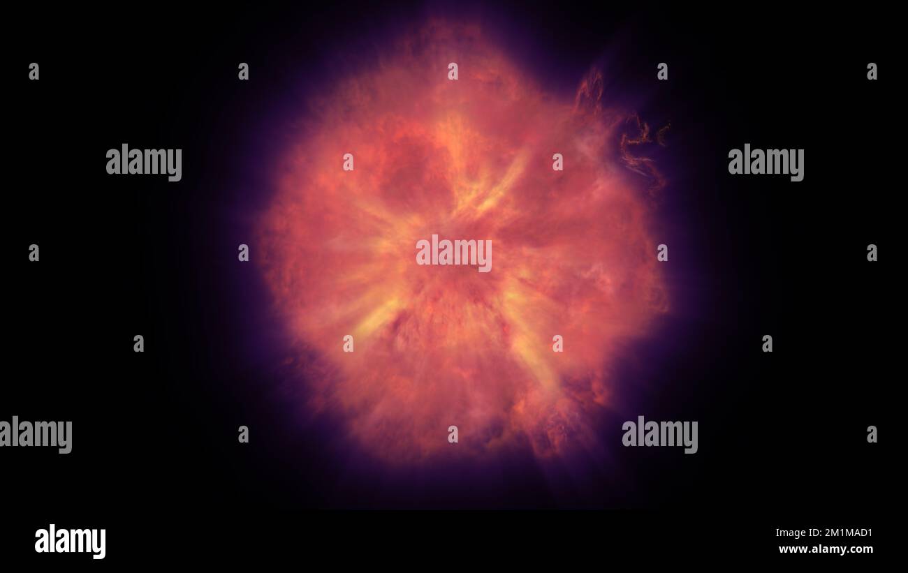 fire flame ball explosion in space, abstract illustration Stock Photo ...