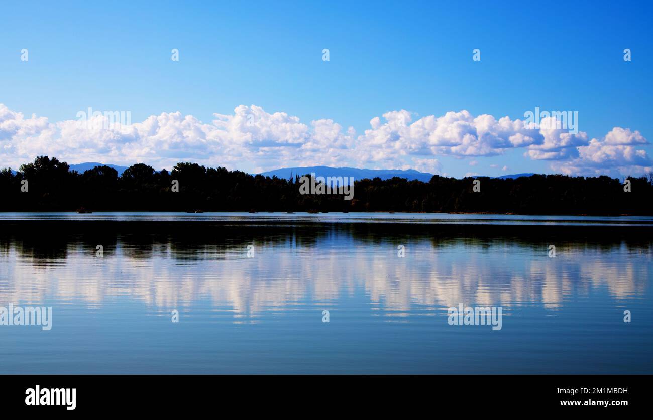 landscape of the Taro Regional River Park, lake of the chiesuole Parma Italy Stock Photo