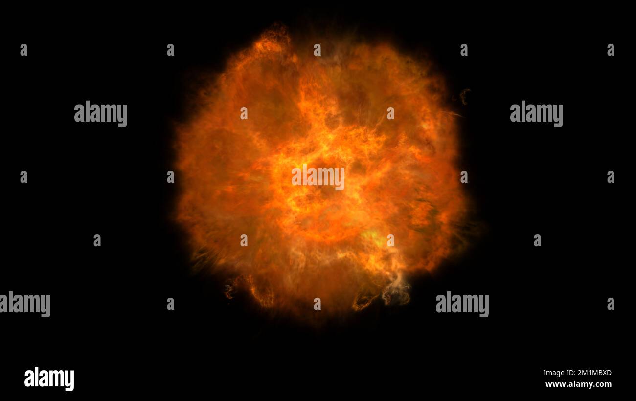 fire flame ball explosion in space, abstract illustration Stock Photo ...
