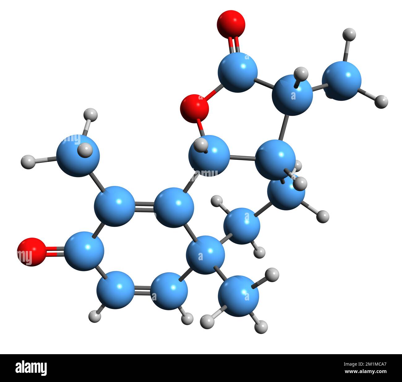 3D image of Santonin skeletal formula - molecular chemical structure of phytochemical isolated on white background Stock Photo