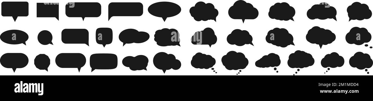 collection of black speech bubbles isolated on white background, vector illustration Stock Vector