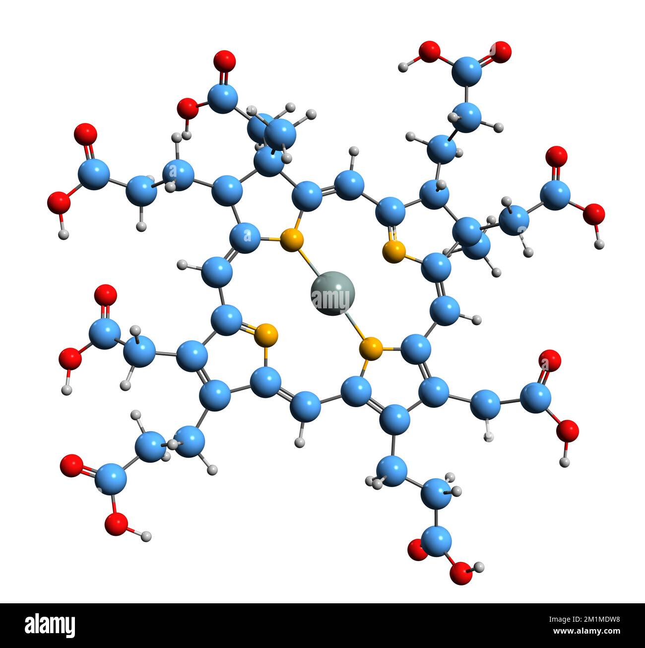 3D image of Siroheme skeletal formula - molecular chemical structure of  heme-like prosthetic group isolated on white background Stock Photo