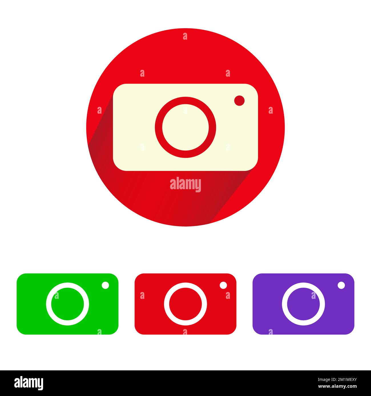Camera shadow icon of different colors. Flat style. Isolated on white ...