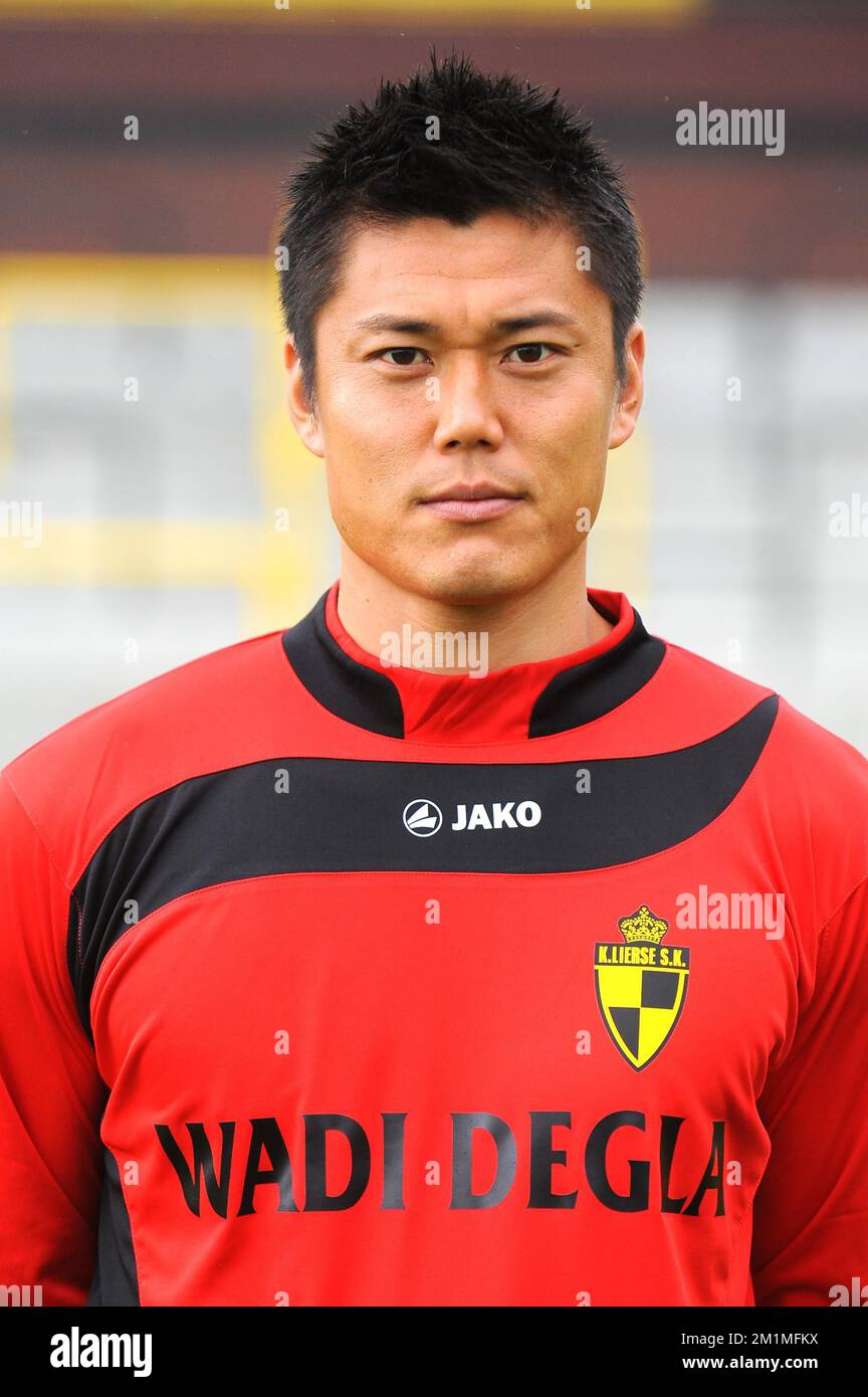 20110722 - LIER, BELGIUM: Lierse's goalkeeper Eiji Kawashima of the 2011-2012 season team of Belgian first division soccer team SK Lierse pictured during the official team photoshoot, in Lier, Friday 22 July 2011. BELGA PHOTO LUC CLAESSEN Stock Photo