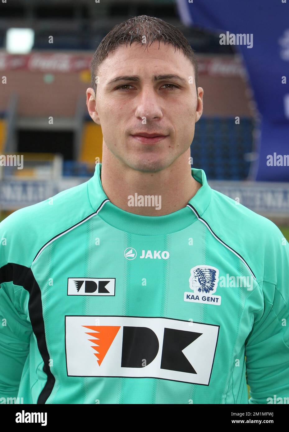 20110717 - GENT, BELGIUM: Gent's goalkeeper Bojan Jorgacevic of the 2011-2012 season team of Belgian first division soccer team KAA Gent pictured during the official team presentation and photoshoot, in Gent, Sunday 17 July 2011. BELGA PHOTO MICHEL KRAKOWSKI Stock Photo
