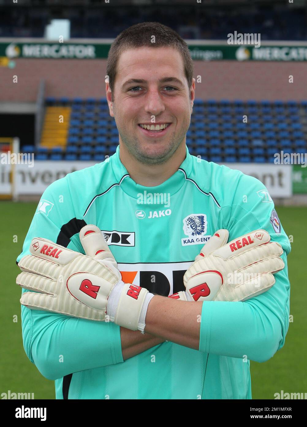 20110717 - GENT, BELGIUM: Gent's goalkeeper Frank Boeckx of the 2011-2012 season team of Belgian first division soccer team KAA Gent pictured during the official team presentation and photoshoot, in Gent, Sunday 17 July 2011. BELGA PHOTO MICHEL KRAKOWSKI Stock Photo