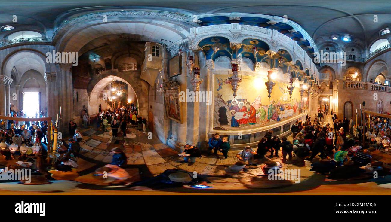 400 x 180 grad-Panorama: Grabeskirche/ Church of the Holy Sepulchre, Altstadt, Jerusalem, Israel (nur fuer redaktionelle Verwendung. Keine Werbung. Re Stock Photo