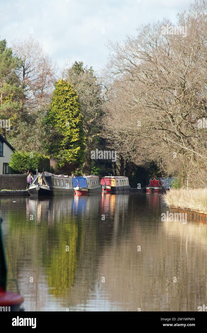 The Macclesfield Canal on a cold winter day at Higher Poynton Cheshire