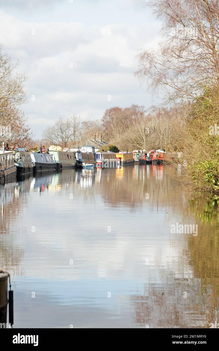 The Macclesfield Canal on a cold winter day at Higher Poynton Cheshire