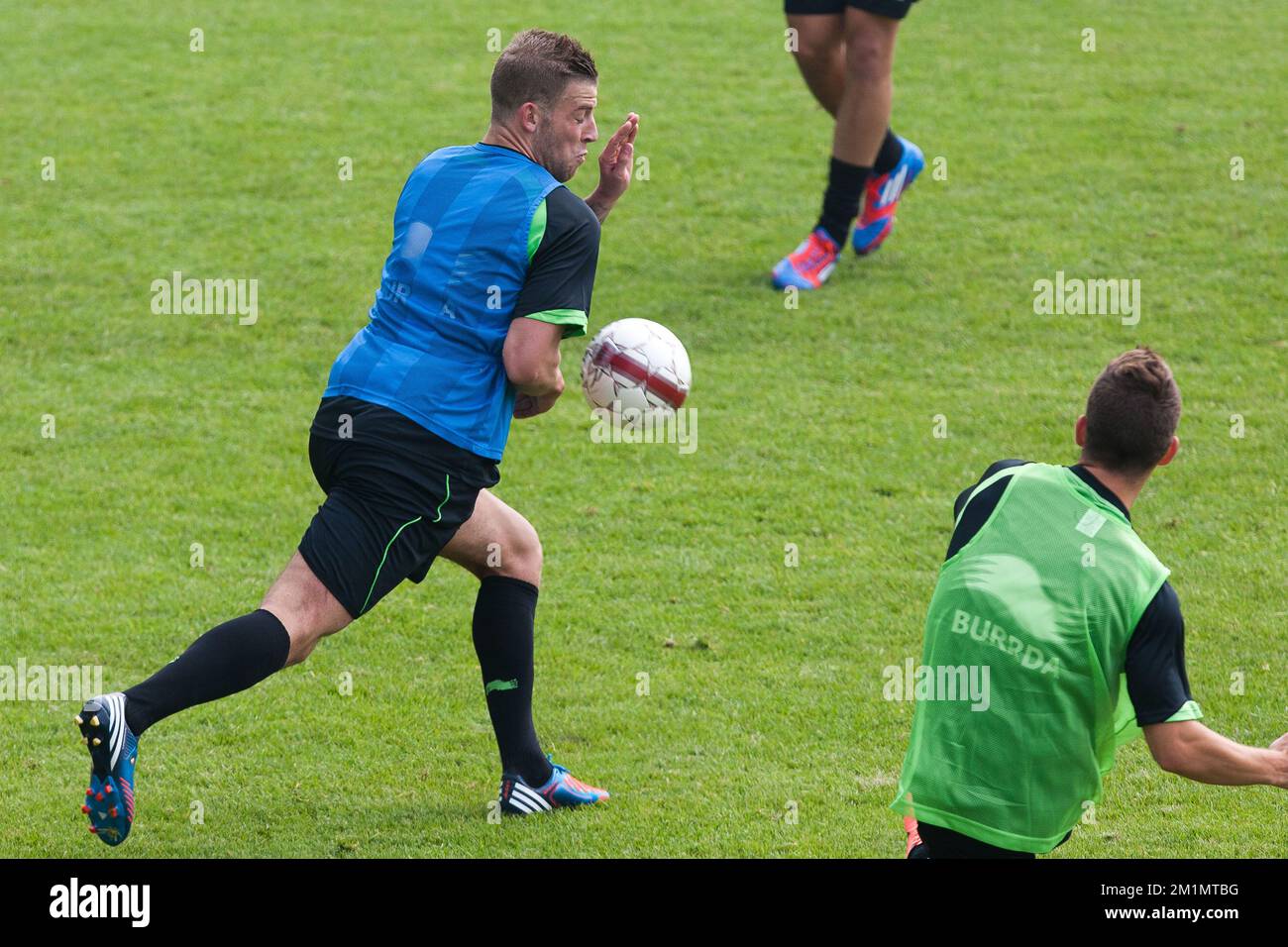 20120523 - ZAVENTEM, BELGIUM: Belgium's Toby Alderweireld pictured during a training session of the Red Devils, the Belgian national soccer team, in Zaventem, Wednesday 23 May 2012. The team is preparing for a friendly game against Montenegro later this week on 25 May. BELGA PHOTO BRUNO FAHY Stock Photo