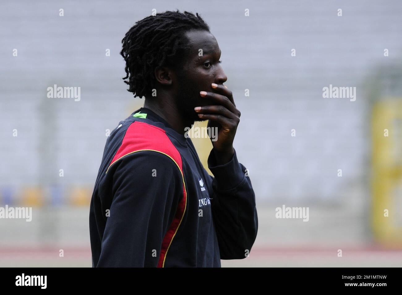 20120531 - BRUSSELS, BELGIUM: Belgium's Romelu Lukaku pictured during a training session of the Red Devils, the Belgian national soccer team, at the Koning Boudewijn Stadion - Stade Roi Baudouin, in Brussels, Thursday 31 May 2012. The team is preparing for a friendly game against England, on 02 June 2012. BELGA PHOTO DIRK WAEM Stock Photo