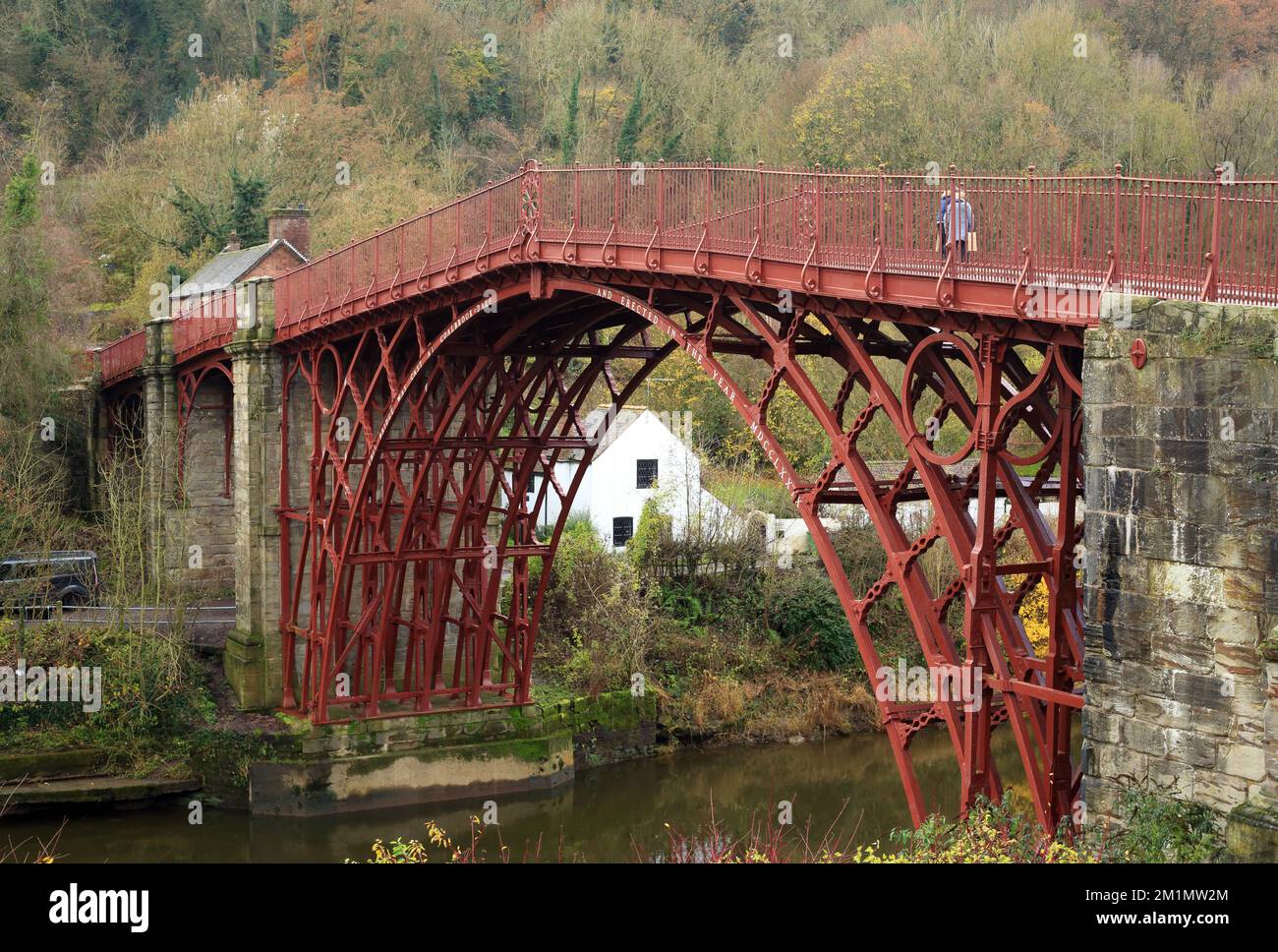 The Iron bridge over the river Severn at Ironbridge, Telford, Shropshire, England, UK. Stock Photo