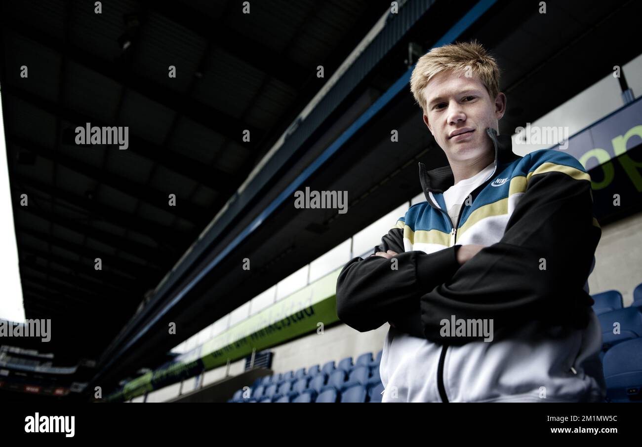 20120409 - GENK, BELGIUM : Pro League Team Racing Genk Soccer Player Kevin De Bruyne pictured at the Cristal Arena, Genk 9 April 2012. Stock Photo