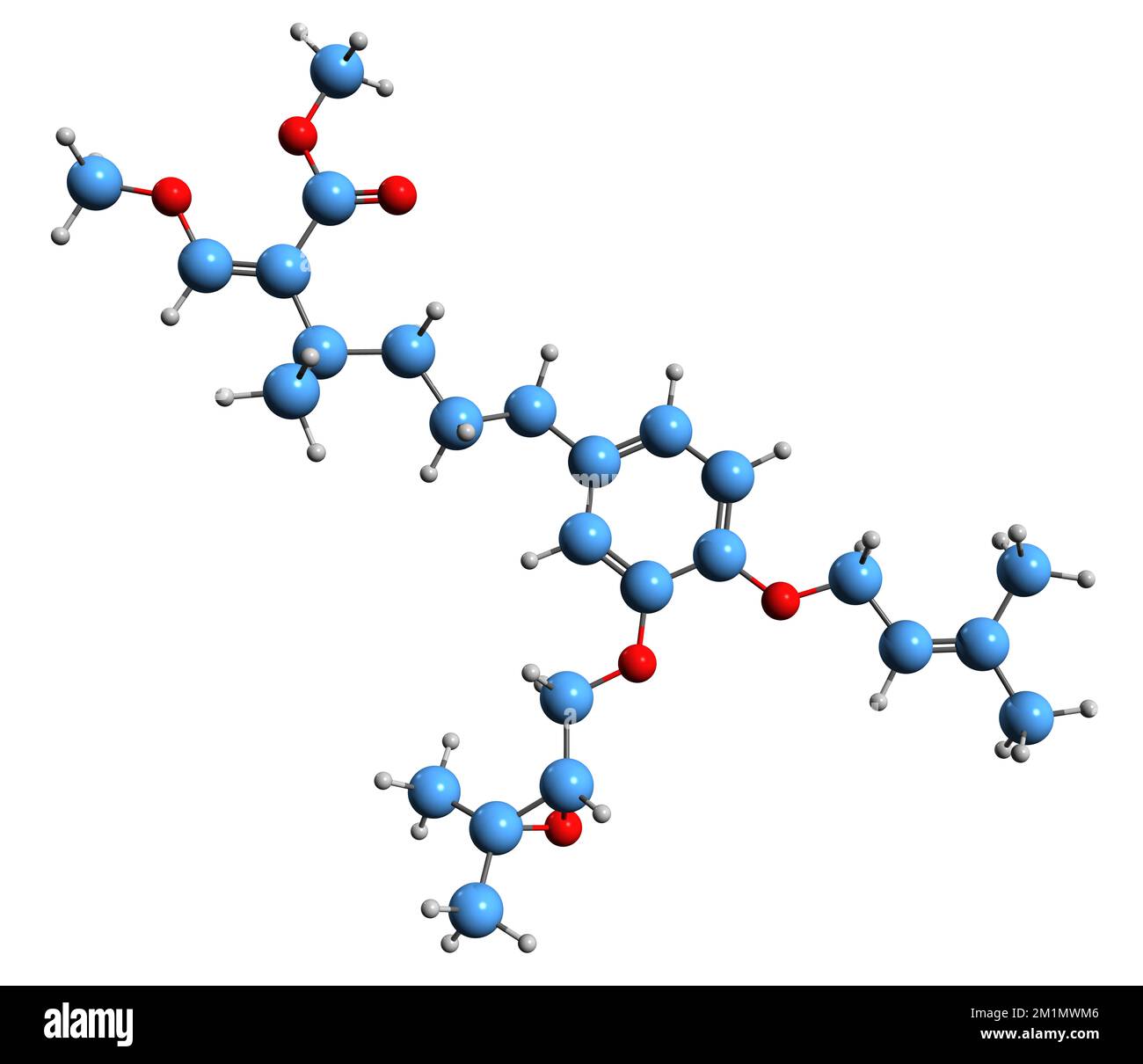 3D image of Strobilurin D skeletal formula - molecular chemical structure of Fungicide isolated on white background Stock Photo