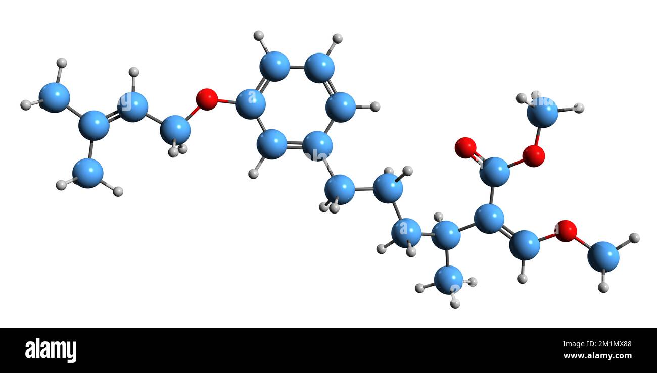 3D image of Strobilurin С skeletal formula - molecular chemical structure of Fungicide isolated on white background Stock Photo