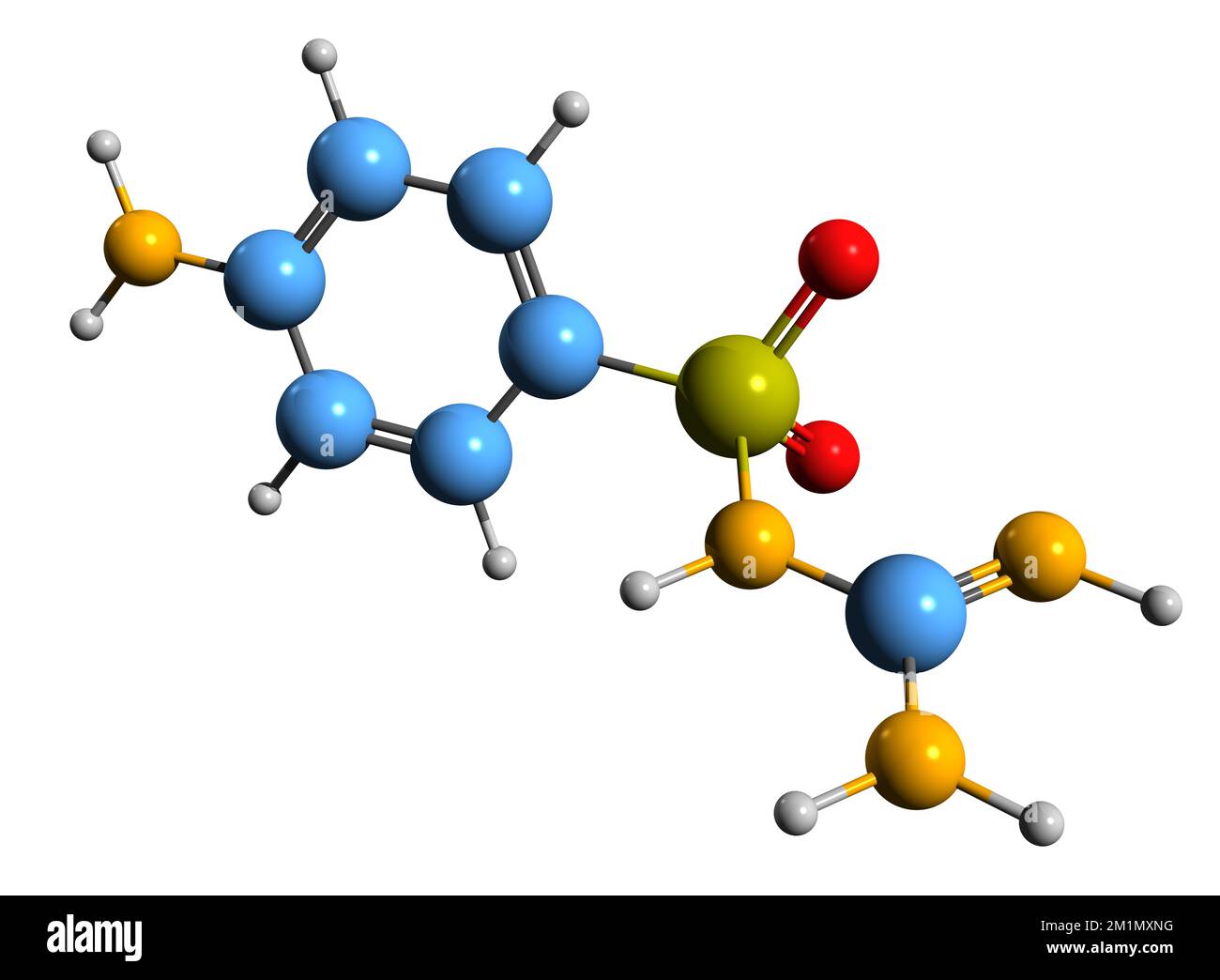 3D image of Sulfaguanidine skeletal formula - molecular chemical structure of  sulfonamide isolated on white background Stock Photo