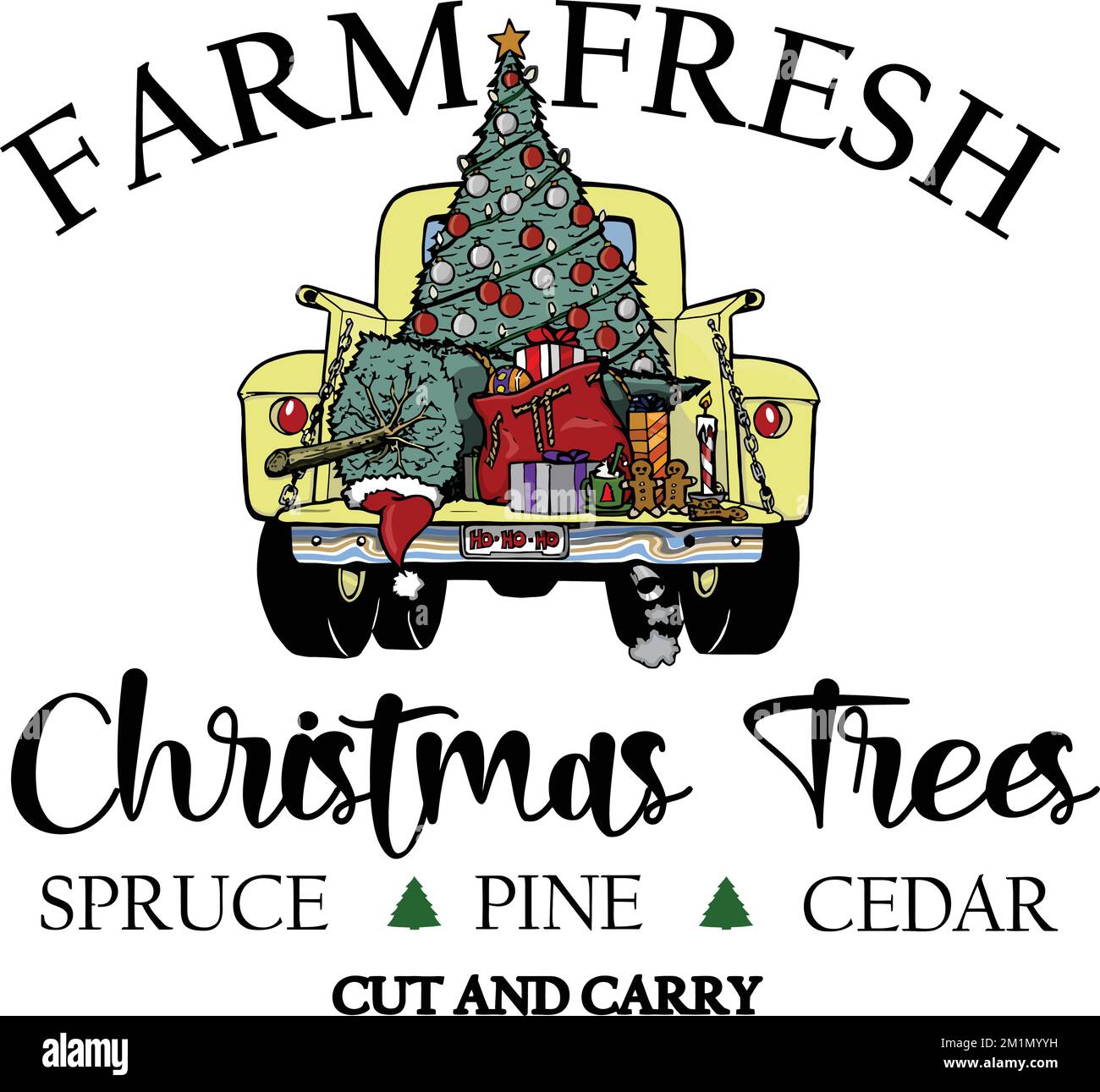 Farm fresh christmas tree farmhouse stock vector image art alamy