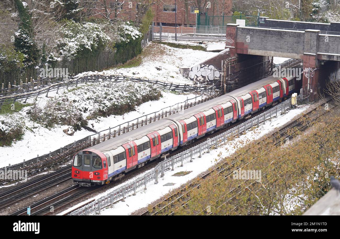 A Jubilee Line train passes through Willesden Green in north west ...