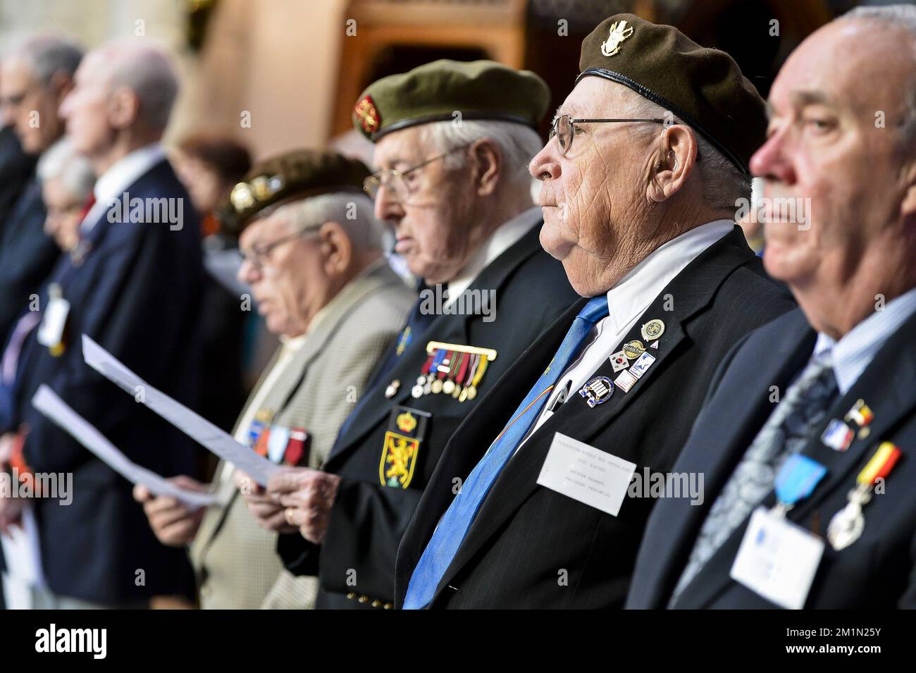 20120721 - LIEGE, BELGIUM: Illustration shows veterans during the Te Deum mass, on the occasion of today's Belgian National Day, at the Cathedrale Saint-Paul (Sint-Pauluskathedraal) cathedral, Saturday 21 July 2012 in Liege. BELGA PHOTO NICOLAS LAMBERT Stock Photo