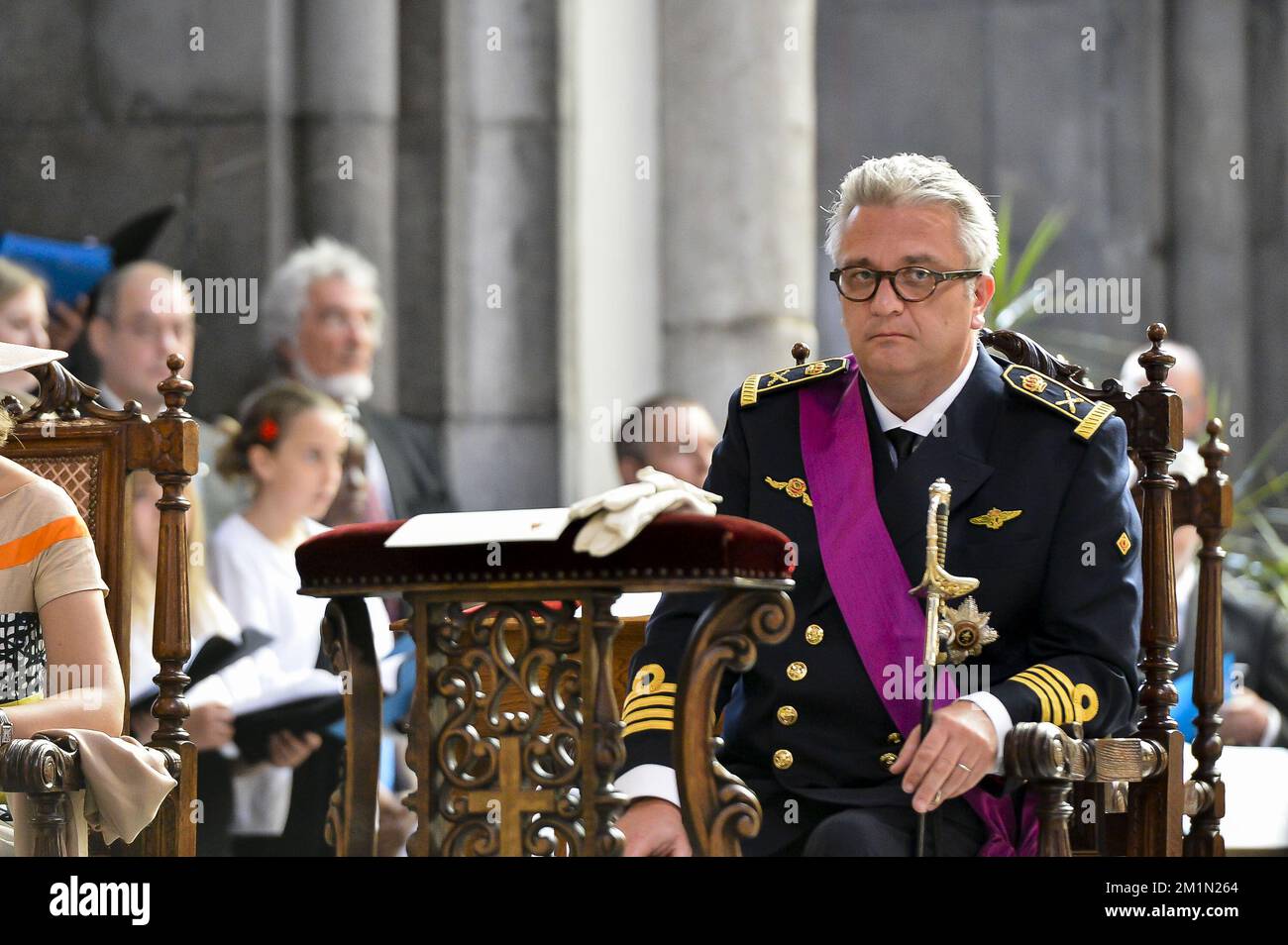 20120721 - LIEGE, BELGIUM: Prince Laurent of Belgium pictured during the Te Deum mass, on the occasion of today's Belgian National Day, at the Cathedrale Saint-Paul (Sint-Pauluskathedraal) cathedral, Saturday 21 July 2012 in Liege. BELGA PHOTO NICOLAS LAMBERT Stock Photo