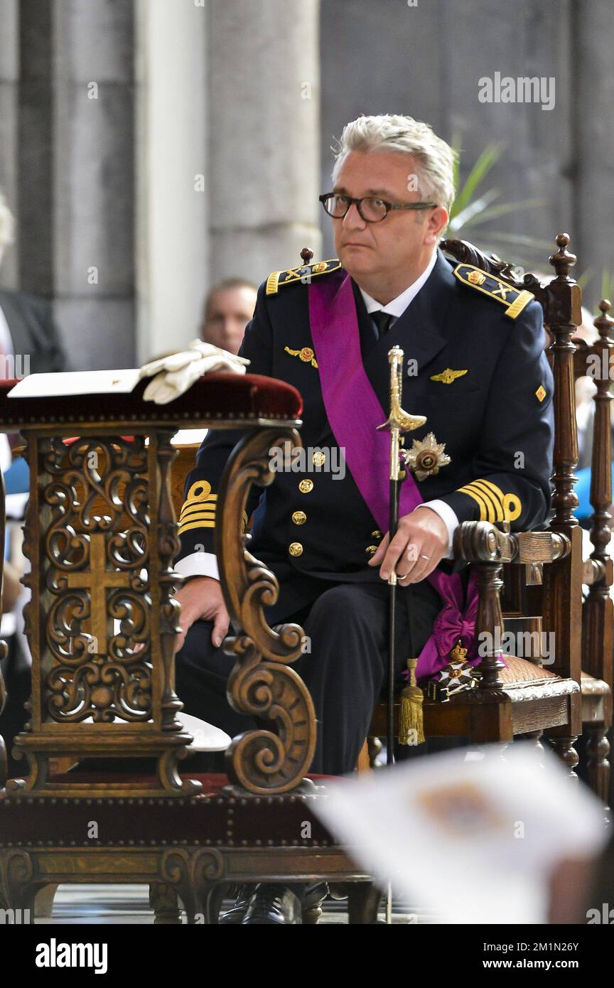 20120721 - LIEGE, BELGIUM: Prince Laurent of Belgium pictured during the Te Deum mass, on the occasion of today's Belgian National Day, at the Cathedrale Saint-Paul (Sint-Pauluskathedraal) cathedral, Saturday 21 July 2012 in Liege. BELGA PHOTO NICOLAS LAMBERT Stock Photo