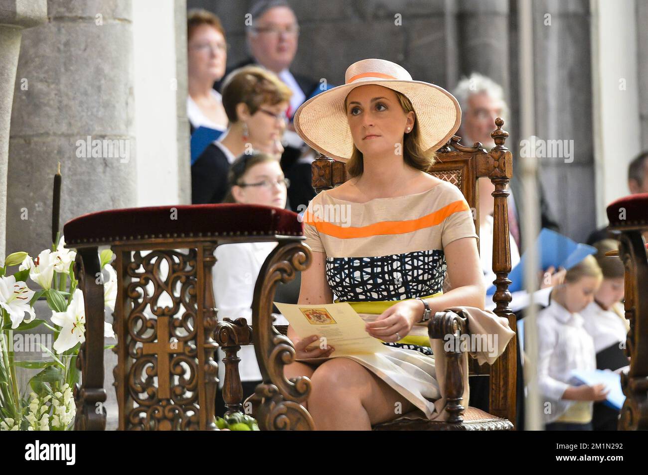20120721 - LIEGE, BELGIUM: Princess Claire of Belgium pictured during the Te Deum mass, on the occasion of today's Belgian National Day, at the Cathedrale Saint-Paul (Sint-Pauluskathedraal) cathedral, Saturday 21 July 2012 in Liege. BELGA PHOTO NICOLAS LAMBERT Stock Photo